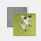 Zwei Krane in Bamboo_Magneten Magnet (Vorderseite/Rückseite)