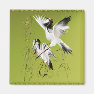 Zwei Kräne in Bamboo_Magnets Magnet