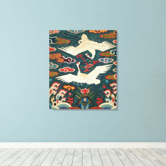 Zwei Krane in den Wolken: Joseon Dynastie Rank Bad Leinwanddruck (Insitu (Holzboden))