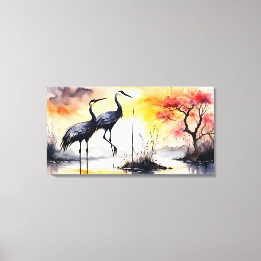 Zwei Krane Leinwanddruck (Vorderseite)