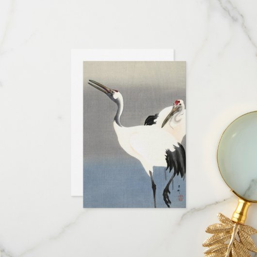 Zwei Krane von Ohara Koson Dankeskarte (Vorderseite/Rückseite Beispiel)