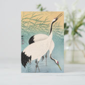 Zwei Krane von Ohara Koson Dankeskarte (Stehend Vorderseite)