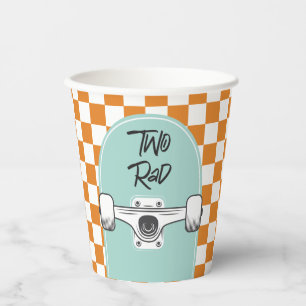 Zwei Krasse Skateboard Retro Orange Karo Pappbecher