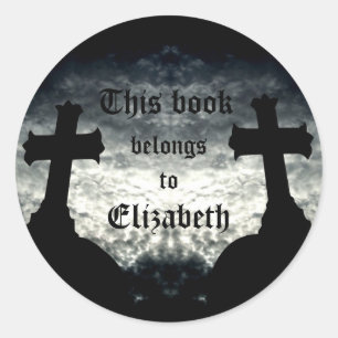 Zwei Kreuze Dieses Buch gehört Runder Aufkleber