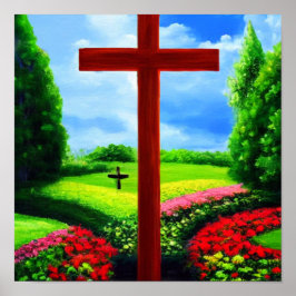 Zwei Kreuze in einem Gartenposter Poster
