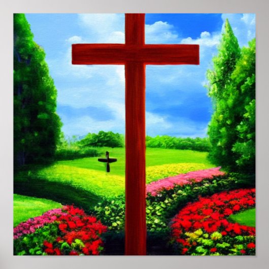 Zwei Kreuze in einem Gartenposter Poster (Vorne)