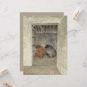 Zwei Kühe in einem Stabil (von Eric Ravilious) Karte (Vorderseite/Rückseite Beispiel)