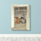 Zwei Kühe in einem Stabil (von Eric Ravilious) Leinwanddruck (Insitu (Holzboden))