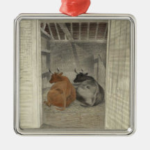 Zwei Kühe in einem Stabil (von Eric Ravilious)