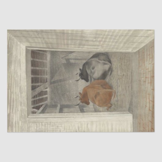 Zwei Kühe in einem Stabil (von Eric Ravilious) Seidenpapier (Vorderseite)