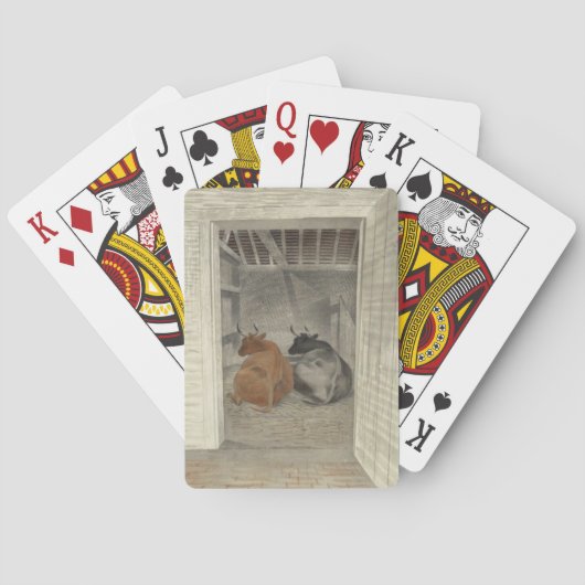 Zwei Kühe in einem Stabil (von Eric Ravilious) Spielkarten (Rückseite)