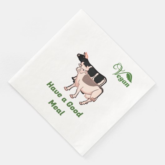 Zwei Kühe mit Veganem Logo-Leaf Personalisiert Serviette (Ecke)