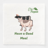 Zwei Kühe mit Veganem Logo-Leaf Personalisiert Serviette (Vorderseite)