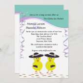 Zwei Küken, die Hitched lesbische Hochzeit Einladung (Vorne/Hinten)