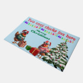 Zwei Küken Weihnachtsfußmatte Fußmatte (Schrägansicht)