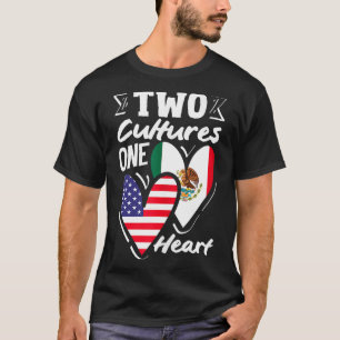 Zwei Kulturen, ein Herz amerikanisch mexikanisch M T-Shirt