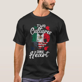 Zwei Kulturen Ein Herz USA Amerika Mexiko Mexikani T-Shirt