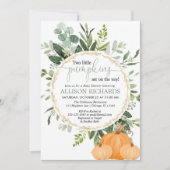 Zwei Kürbisbaby-Dusche, zwei kleine Kürbis fallen Einladung (Vorderseite)