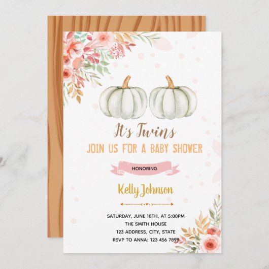 Zwei Kürbisduschen Einladung (Vorne/Hinten)