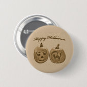 Zwei Kürbisse Frohes Halloween Button (Vorne & Hinten)