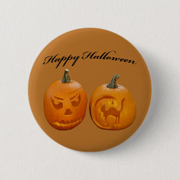 Zwei Kürbisse Frohes Halloween Button