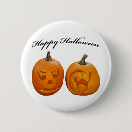 Zwei Kürbisse Frohes Halloween Button
