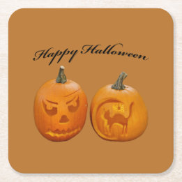 Zwei Kürbisse Frohes Halloween Rechteckiger Pappuntersetzer