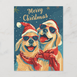Zwei Labrador mit Sonnenbrille Frohe Weihnachten Postkarte