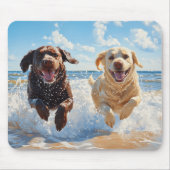 Zwei Labrador Retriever am Strand Mousepad (Vorne)
