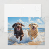 Zwei Labrador Retriever am Strand Postkarte (Vorne/Hinten)