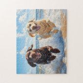 Zwei Labrador Retriever am Strand Puzzle (Vertikal)