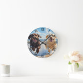 Zwei Labrador Retriever am Strand Runde Wanduhr (Zuhause)