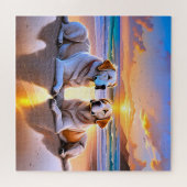Zwei Labrador Retrievers am Strand Puzzle (Horizontal)