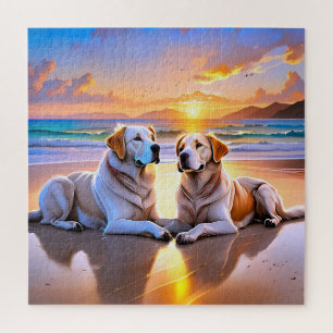Zwei Labrador Retrievers am Strand Puzzle