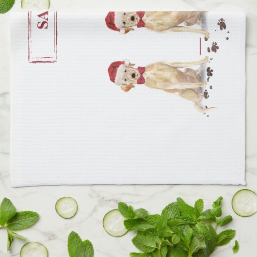 Zwei Labrador Retrievers Funny Christmas Dog Geschirrtuch (Gefaltet)