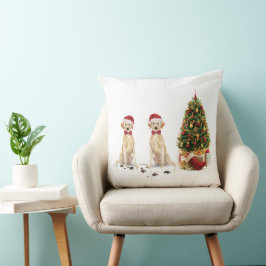 Zwei Labrador Retrievers Funny Christmas Dog Kissen