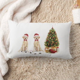 Zwei Labrador Retrievers Funny Christmas Dog Lendenkissen
