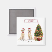 Zwei Labrador Retrievers Funny Christmas Dog Magnet (Vorderseite/Rückseite)