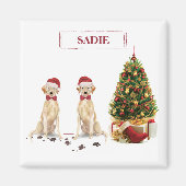 Zwei Labrador Retrievers Funny Christmas Dog Magnet (Vorne)