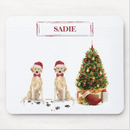 Zwei Labrador Retrievers Funny Christmas Dog Mousepad