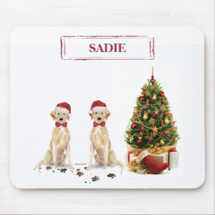 Zwei Labrador Retrievers Funny Christmas Dog Mousepad