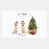 Zwei Labrador Retrievers Funny Christmas Dog Rechteckiger Aufkleber (Vorderseite)