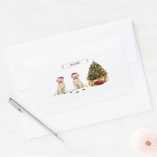 Zwei Labrador Retrievers Funny Christmas Dog Rechteckiger Aufkleber