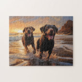 Zwei Labradoren am Strand Puzzle (Horizontal)