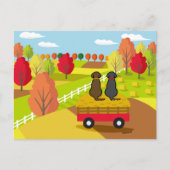 Zwei Labradoren auf dem Heukarren im Herbst Postka Postkarte (Vorderseite)