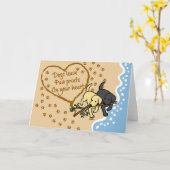 Zwei Labradors Paw drucken Sand Letter Karte (Gelbe Blume)