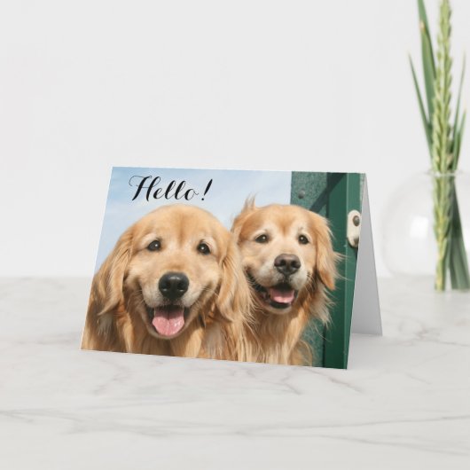 Zwei lächelnde Golden Retrievers Hallo Karte (Vorderseite)