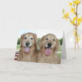 Zwei lächelnde Golden Retrievers Just Sprichwort H Karte (Gelbe Blume)