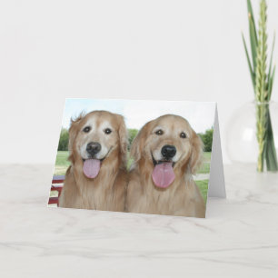 Zwei lächelnde Golden Retrievers Just Sprichwort H Karte