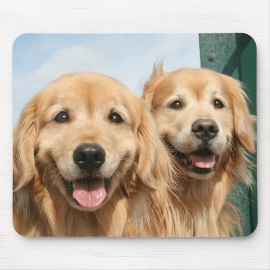 Zwei lächelnde goldene Retrievers Mousepad (Vorne)